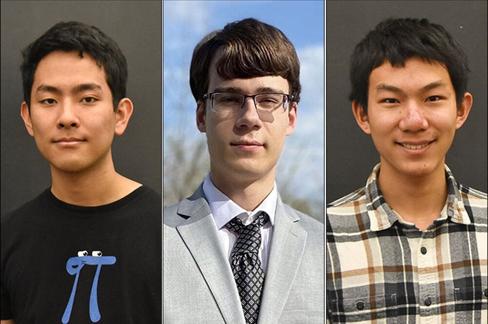 Three students in separate panels