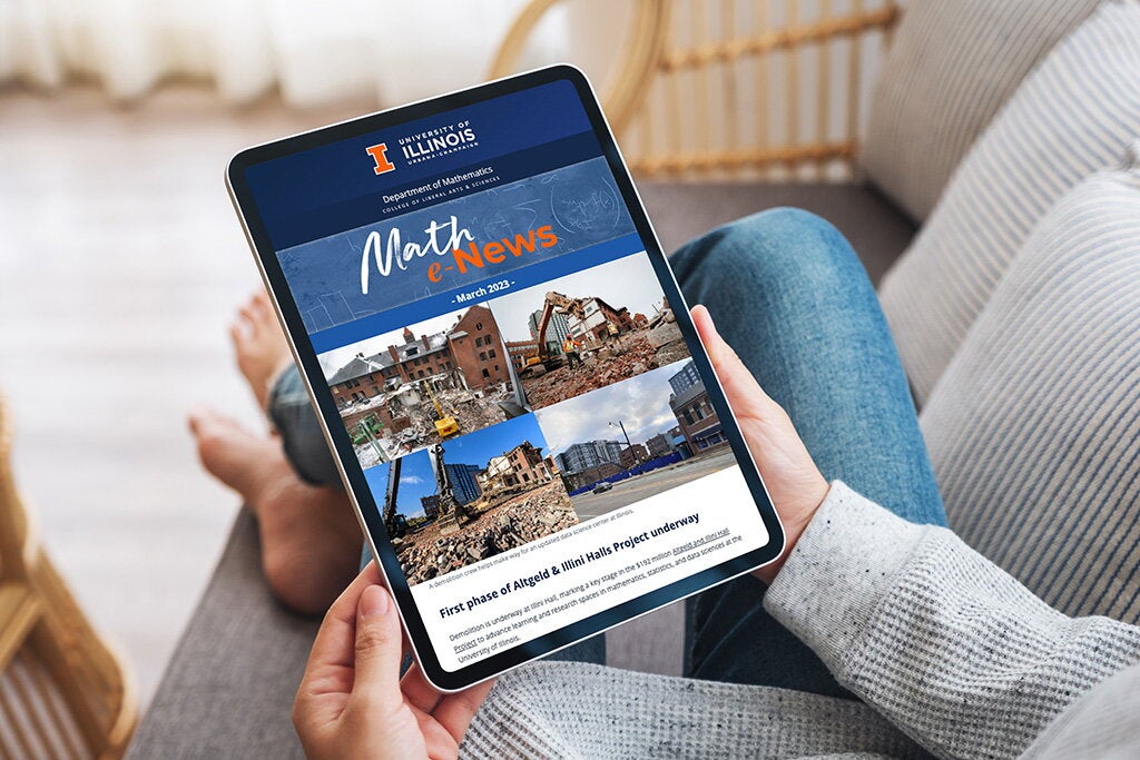 Math e-News issue on tablet screen