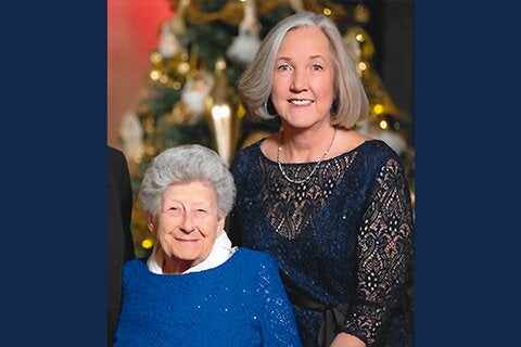 Ramona Borders (seated) and Peggy Ruff have a decades-long friendship that has inspired Borders to give to the Altgeld Hall renovation project. The Decatur residents are University of Illinois alumnae. (submitted photo)