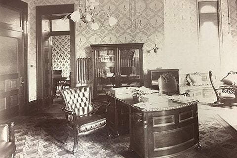 The original archive photo of Andrew Draper's office in Altgeld Hall in 1897.  |  Photo by Bailey Edward