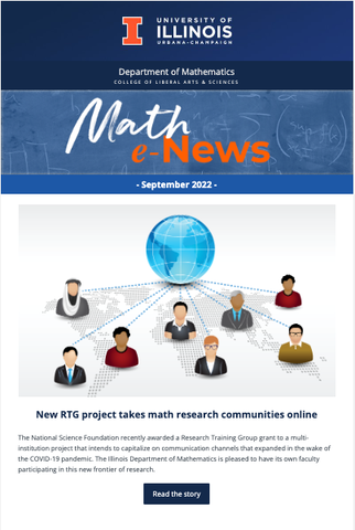 screenshot of Math e-News, September 2022 issue