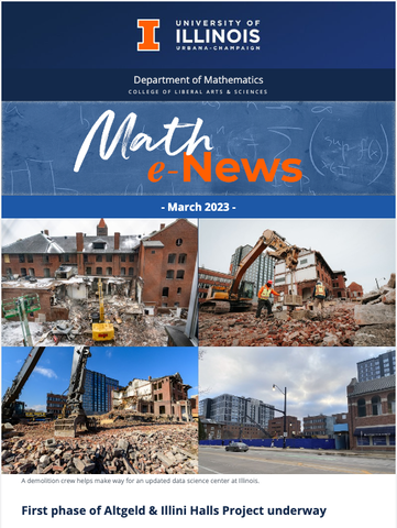 Cover of March 2023 issue of Math e-News