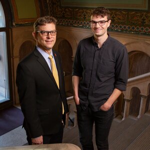 Professor Richard Sowers, left, and recent graduate student Daniel Carmody