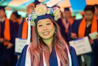 Student wearing graduation regalia